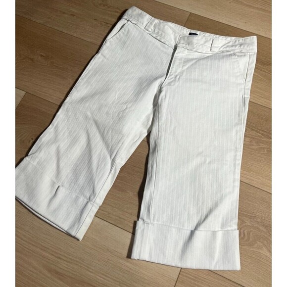 Gap Capri Pants Womens Size 28 White Striped Cuffed Straight Leg Casual Retro - Picture 2 of 5